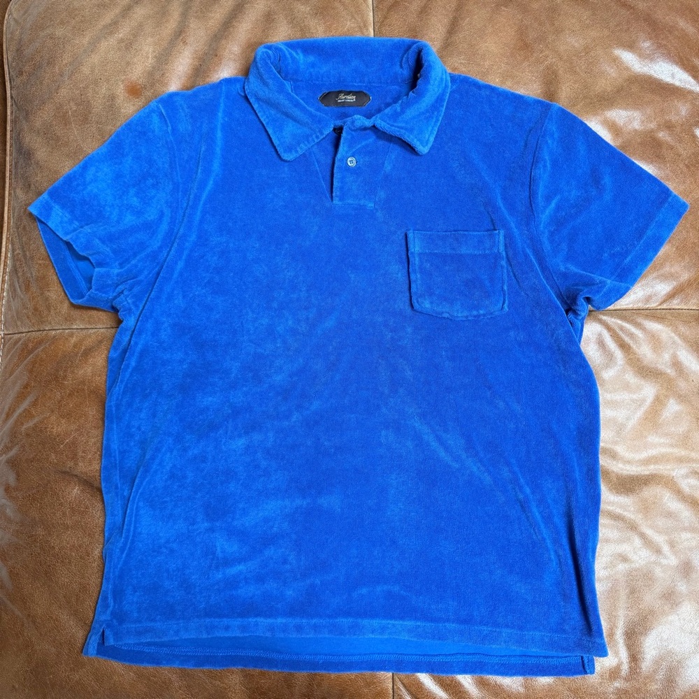 Aurélien Terry Cloth Shirt Men’s Royal Blue Smart Luxury Resort Polo Size XXL